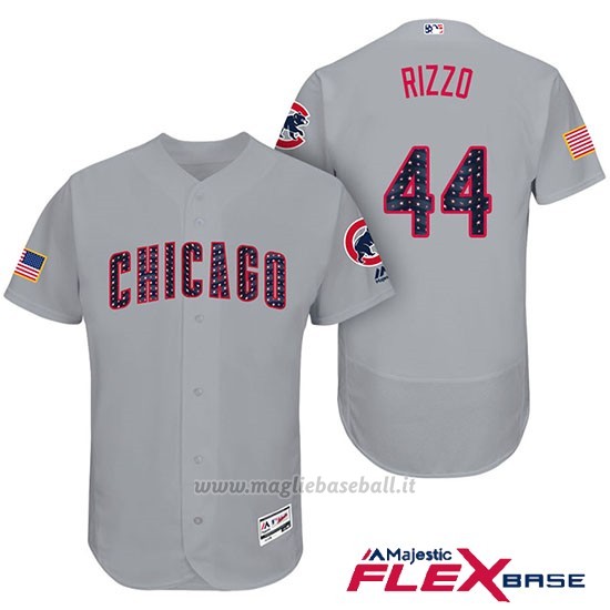 Maglia Baseball Uomo Chicago Cubs 2017 Estrellas y Rayas Cubs 44 Anthony Rizzo Grigio Flex Base